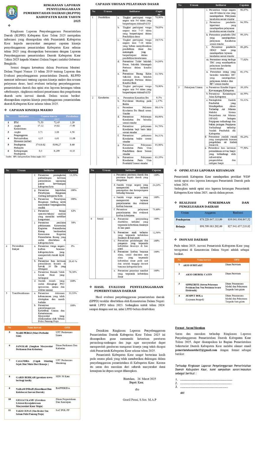 RINGKASAN LAPORAN PENYELENGGARAAN PEMERINTAHAN DAE