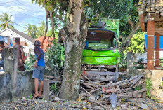 BREAKING NEWS! Diduga Ngantuk, Truk Kecelakaan  Tunggal Tabrak Pagar Tembok Rumah Warga 