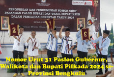 Ini Nomor Urut 31 Paslon Gubernur, Walikota dan Bupati Pilkada 2024 se-Provinsi Bengkulu