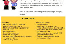 LOKER! PT Mitra Bisnis Keluarga Ventura Posisi Account Officer, Khusus Perempuan Bisa Mengendarai Motor