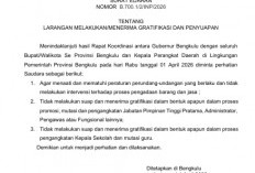 Adanya Isu Pungutan Jabatan, Gubernur Bengkulu Helmi Terbitkan SE Anti Suap dan Gratifikasi