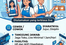 Lowongan Kerja Laki-laki dan Perempuan Jujur dan Disiplin untuk Bekerja Sebagai Staff Toko dan Live Streamer